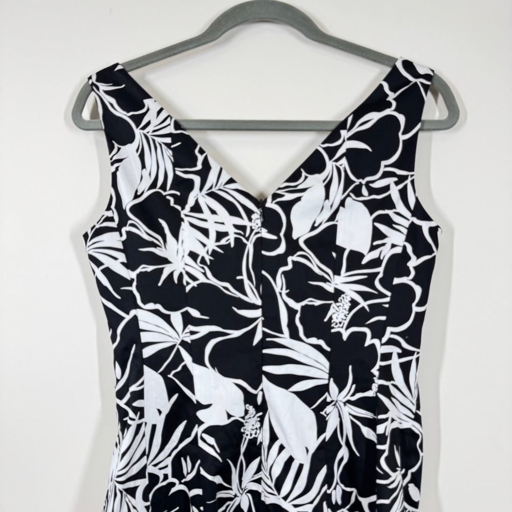 Vintage Nine West Y2K Floral Black White Floral Print Mini Dress Size 6 - Picture 7 of 14